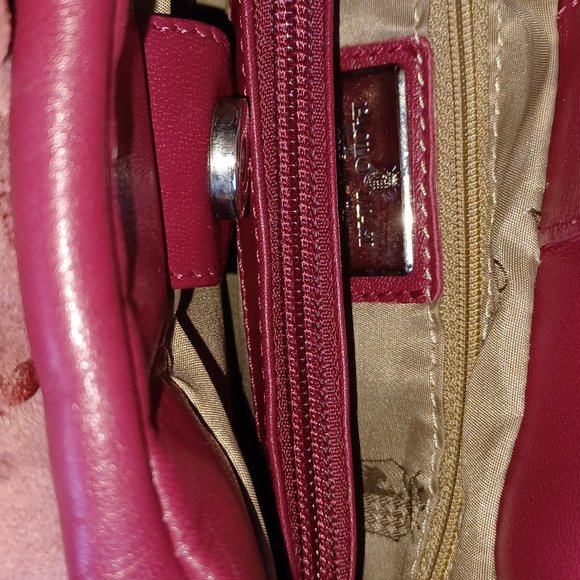 Paolo Masi Red Handbag Genuine Leather Flower Canvas Hobo Smal Bag Italy Vintage - Picture 3 of 6